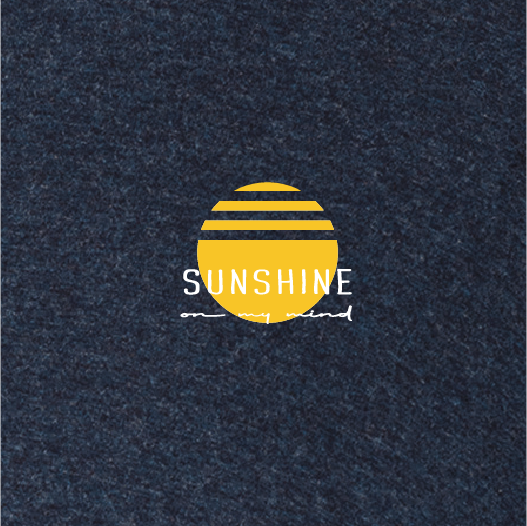 T-shirt with a Logo of a bright sun shining and sparkling with the positive mantra sunshine on my mind